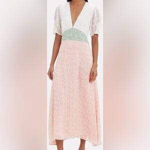 Divine Heritage Mixed Print Midi Dress
